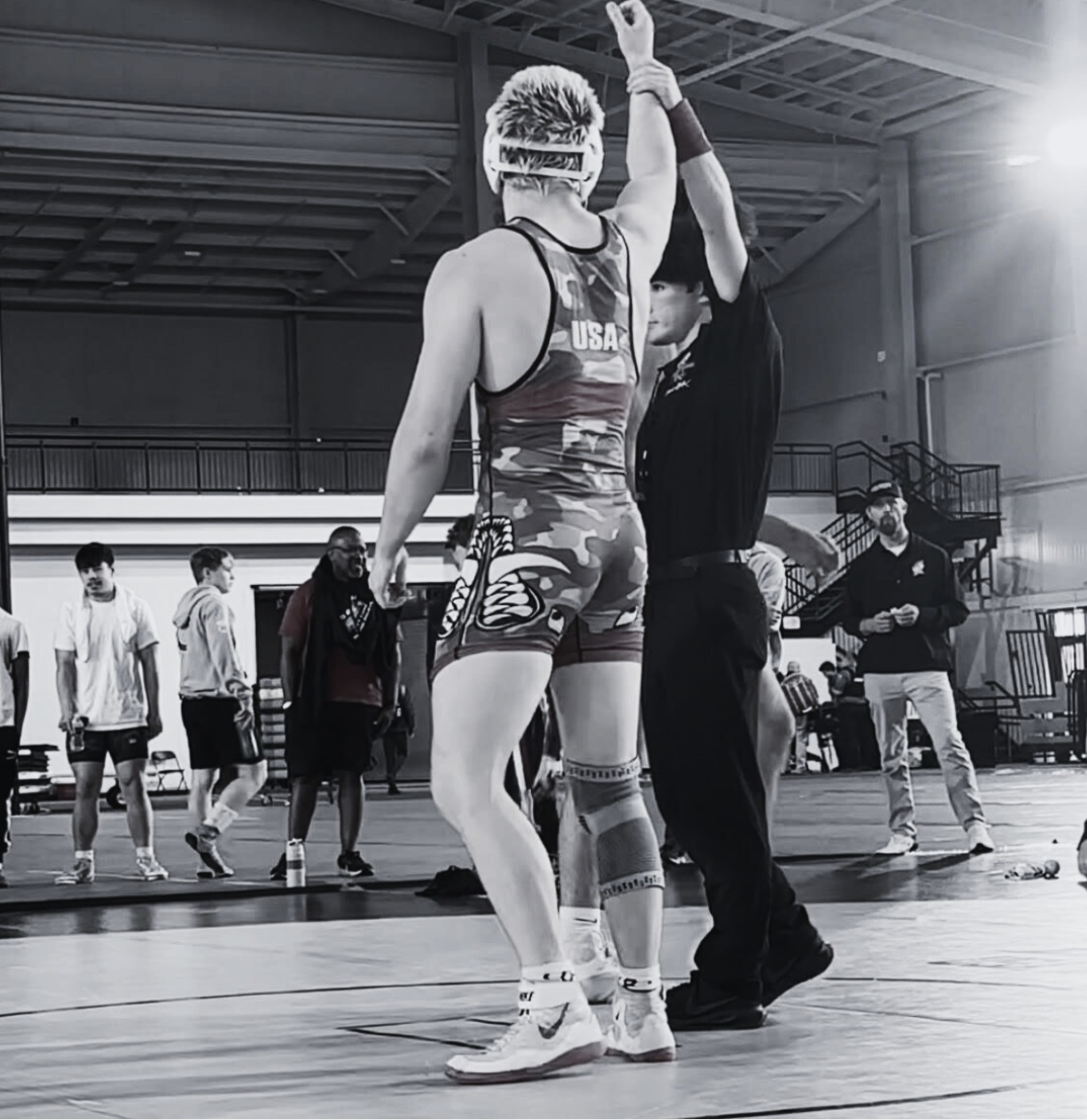 Wrestler winning match